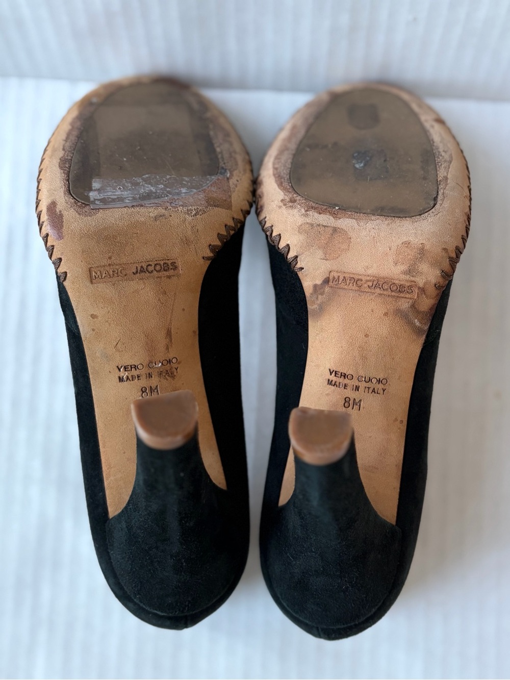 Marc Jacobs Peep Toe Bow Suede Pumps Size 8 - Picture 6 of 8